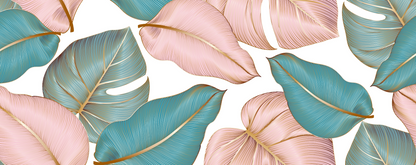 Pink and Teal Tropical Leaf  jor-0260