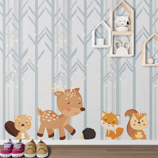 Woodland Décor Trees Nursery Wall Decals Forest CUTE BABY Animals-jor-0008