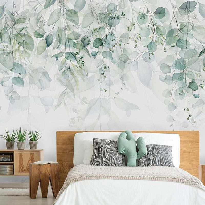 Watercolor Fresh Hanging Vine Green Leaves Wallpaper-jor-0024