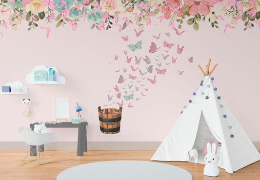 Pink Background with Butterfly wallpaper - jor-0052