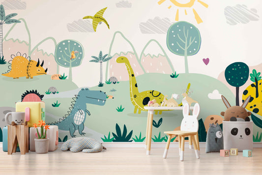 dinosaur jungle 2D art wallpaper - jor-0054