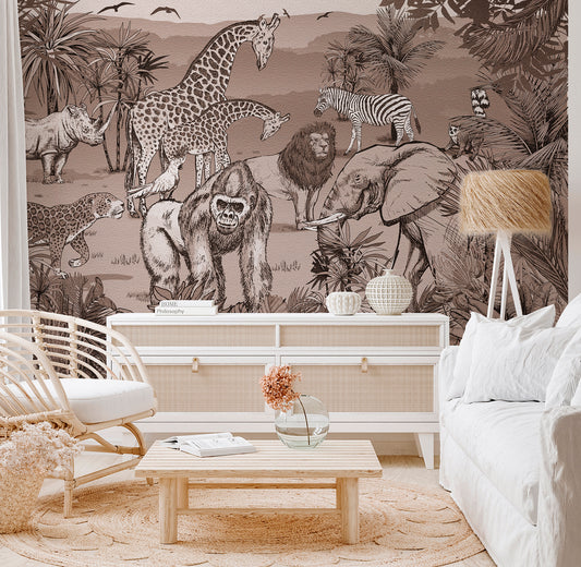Animals in jungle theme wallpaper - jor-0062