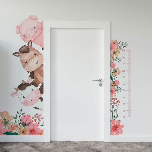 Adorable Animals 2d With floral wallpaper - jor-0070