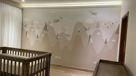 2d Planes & mountains wallpaper Kids room - jor-0072